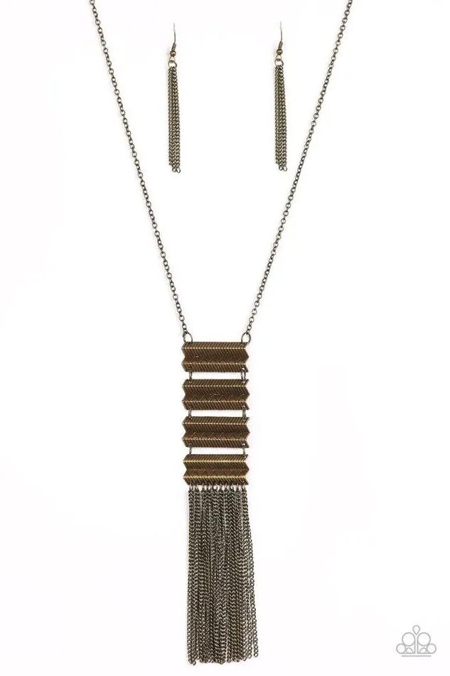 Paparazzi Necklace Watch Your Step Brass Paparazzi Jewelry Necklaces