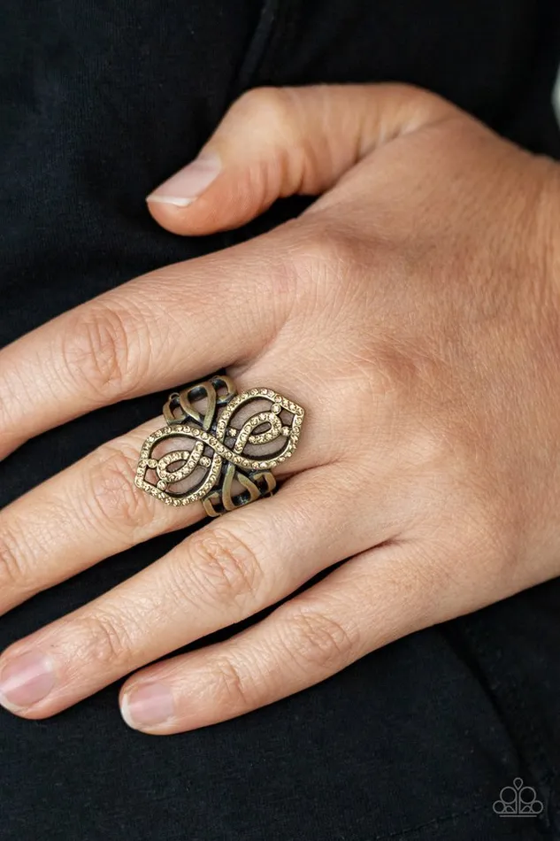 Paparazzi Ring Duchess Drama Brass Paparazzi Jewelry Rings