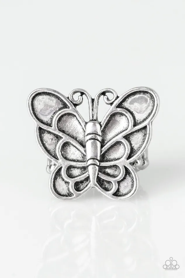 Paparazzi Ring Sky High Butterfly Silver Paparazzi Jewelry Rings