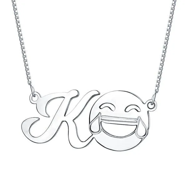 Personalized Initial Emoji Letter Necklace Sterling Silver Belbren Necklaces Personalized Initial Emoji Letter Necklace Sterling Silver Belbren Necklaces