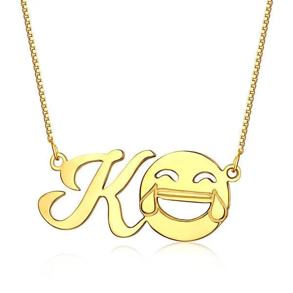 Personalized Initial Emoji Letter Necklace Sterling Silver Belbren Necklaces