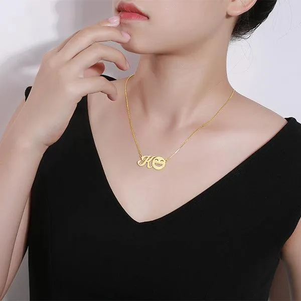 Personalized Initial Emoji Letter Necklace Sterling Silver Belbren Necklaces