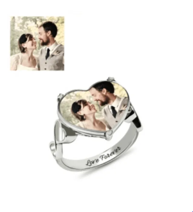Personalized Sterling Silver HeartShaped Memorial Photo Ring Customizable Picture Jewelry Gift Belbren Rings Personalized Sterling Silver HeartShaped Memorial Photo Ring Customizable Picture Jewelry Gift Belbren Rings