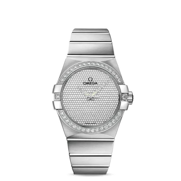 PreStyled Sets Omega Omega Constellation 38mm Watch Ref 12355382099001 18K White Gold Pave Diamond Dial Diamond Bezel 18K White Gold Bracelet PreStyled Sets Omega Omega Constellation 38mm Watch Ref 12355382099001 18K White Gold Pave Diamond Dial Diamond Bezel 18K White Gold Bracelet