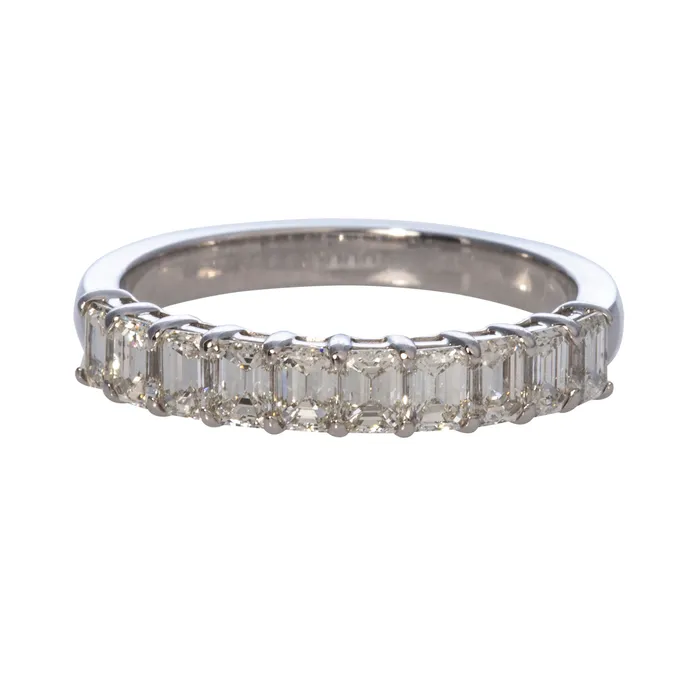 Rings 120ctw EmeraldCut Diamond Halfway 14K White Gold Band Croghans