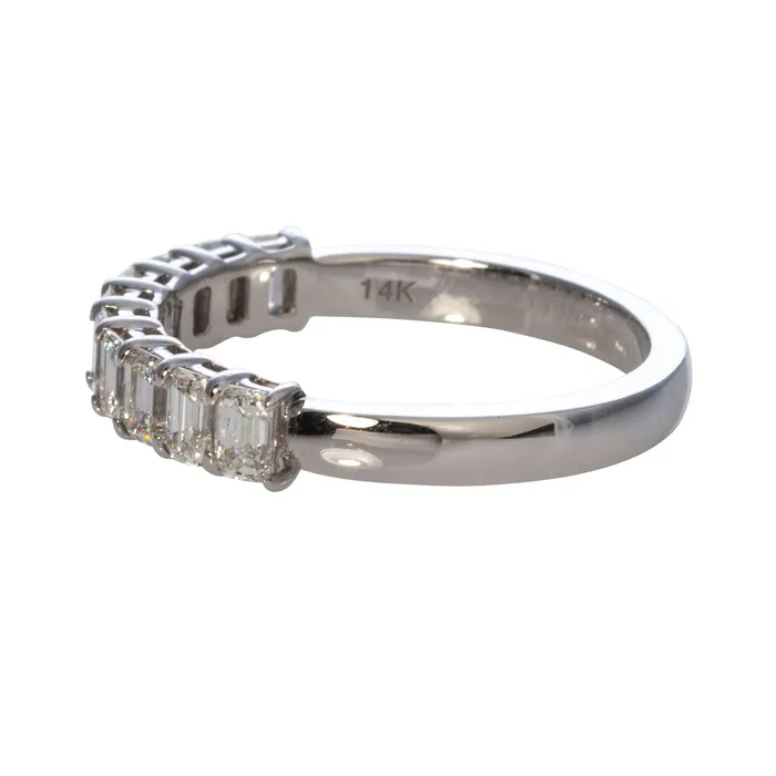 Rings 120ctw EmeraldCut Diamond Halfway 14K White Gold Band Croghans