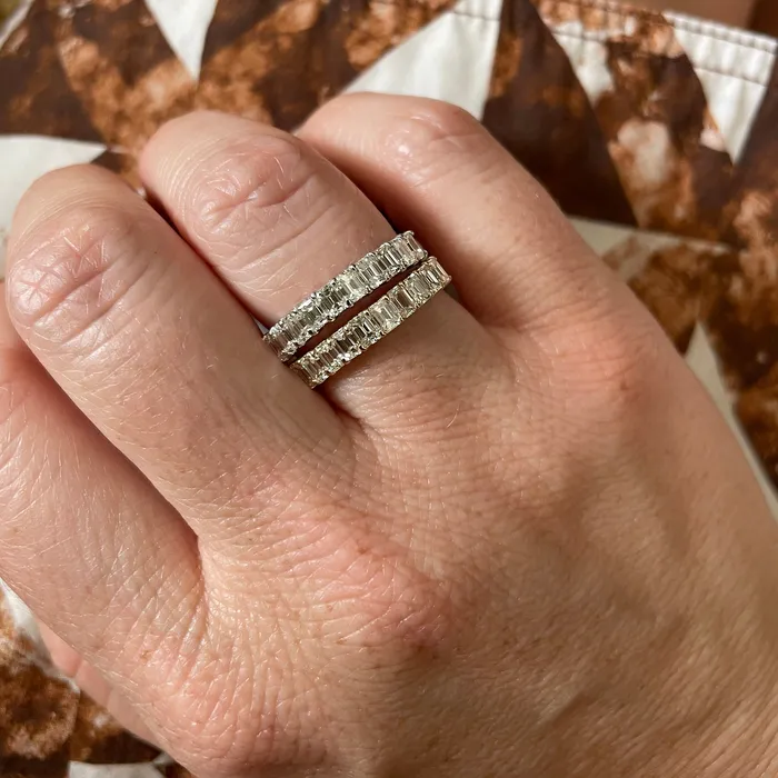Rings 120ctw EmeraldCut Diamond Halfway 14K White Gold Band Croghans