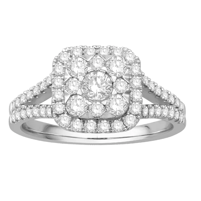 Rings 14K White Gold Diamond Mounted Cluster Ring Engagement Collections Rings 14K White Gold Diamond Mounted Cluster Ring Engagement Collections