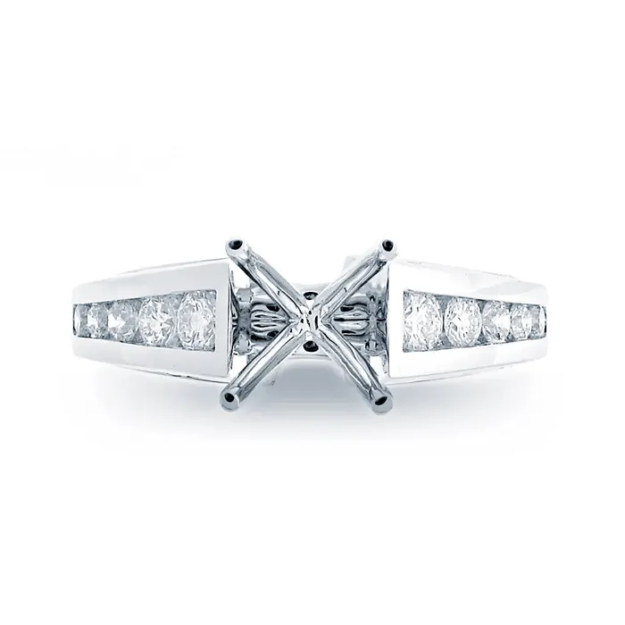 Rings 18K White Gold Diamond Semimount Ring Diamonds on Profile Engagement Collections Rings 18K White Gold Diamond Semimount Ring Diamonds on Profile Engagement Collections