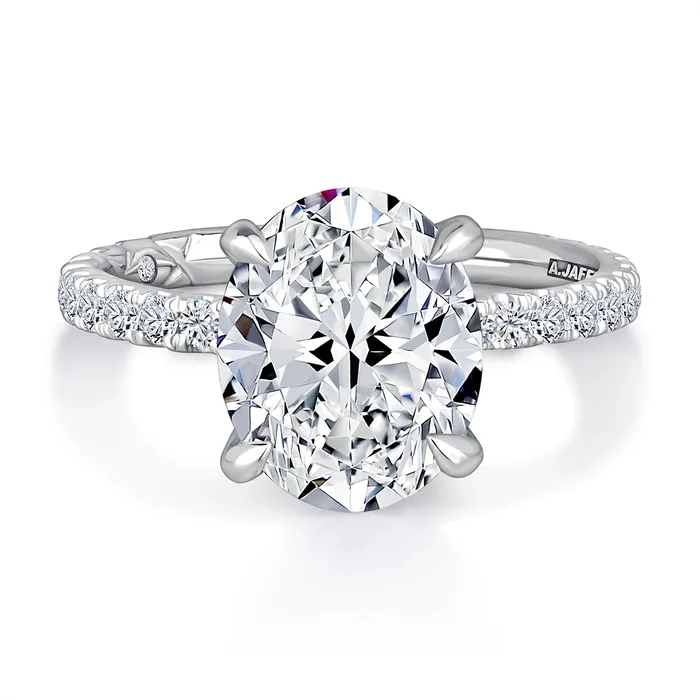 Rings A Jaffe A Jaffe 14K White Gold Diamond Semimount Ring with Hidden Halo Rings A Jaffe A Jaffe 14K White Gold Diamond Semimount Ring with Hidden Halo