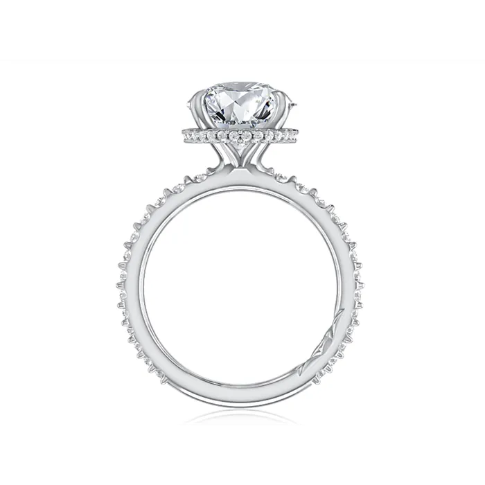 Rings A Jaffe A Jaffe 14K White Gold Diamond Semimount Ring with Hidden Halo Rings A Jaffe A Jaffe 14K White Gold Diamond Semimount Ring with Hidden Halo