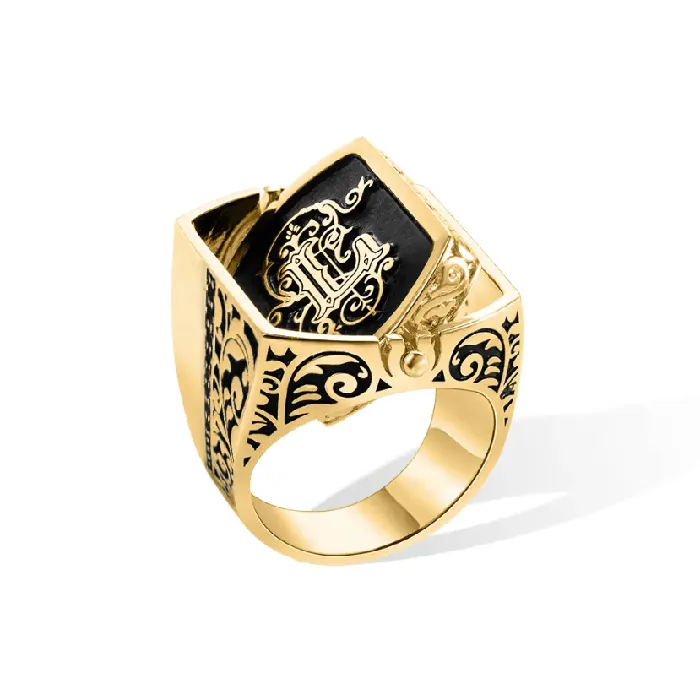 Rings Belbren Personalized Mens Monogram Double Initial Flip Ring Customizable Anxiety Relief Jewelry in Sterling Silver or Brass