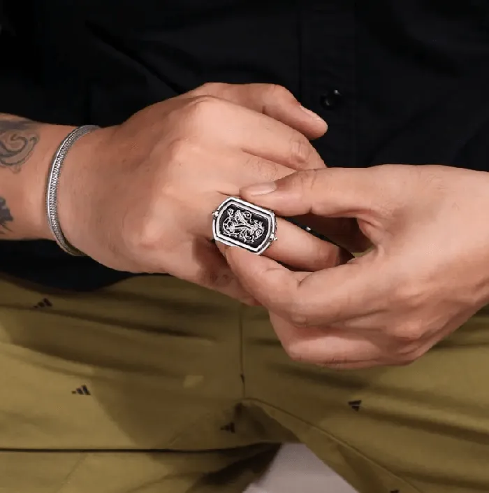 Rings Belbren Personalized Mens Monogram Double Initial Flip Ring Customizable Anxiety Relief Jewelry in Sterling Silver or Brass