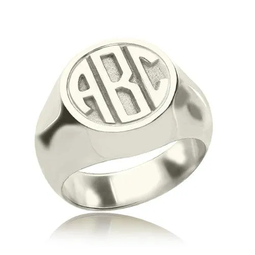 Rings Custom Initial Monogram Signet Ring for Men Sterling Silver Gold Rose Gold Options Engravable Personalized Jewelry Belbren