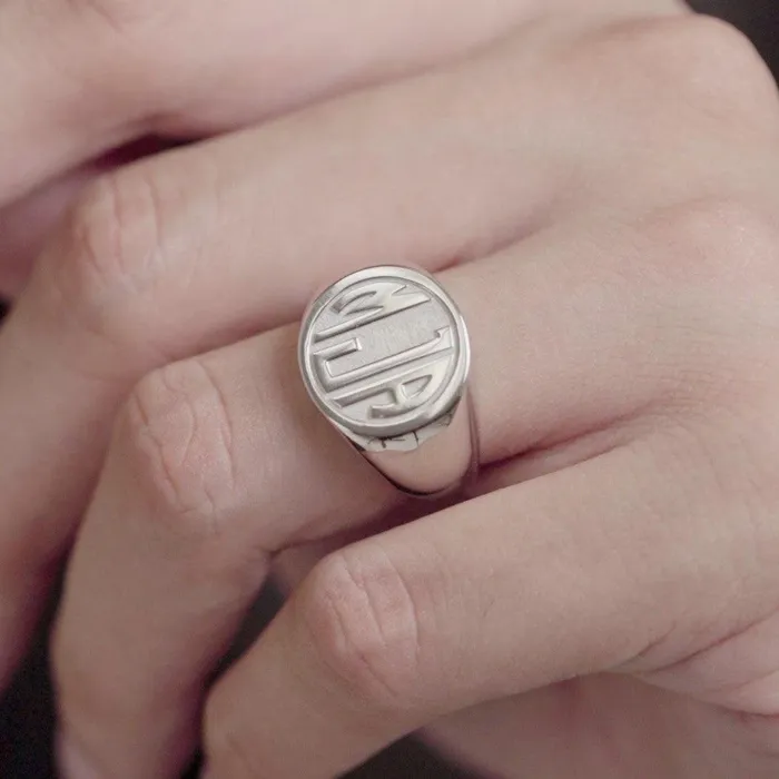 Rings Custom Initial Monogram Signet Ring for Men Sterling Silver Gold Rose Gold Options Engravable Personalized Jewelry Belbren