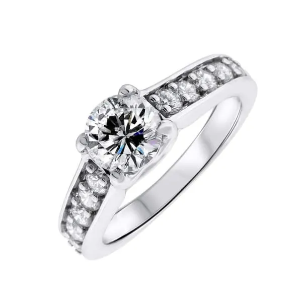 Rings Diamond Engagement Ring Set in 14K White Gold 160ct tw Round Brilliant Clarity Enhanced Diamonds Diamond Source NYC