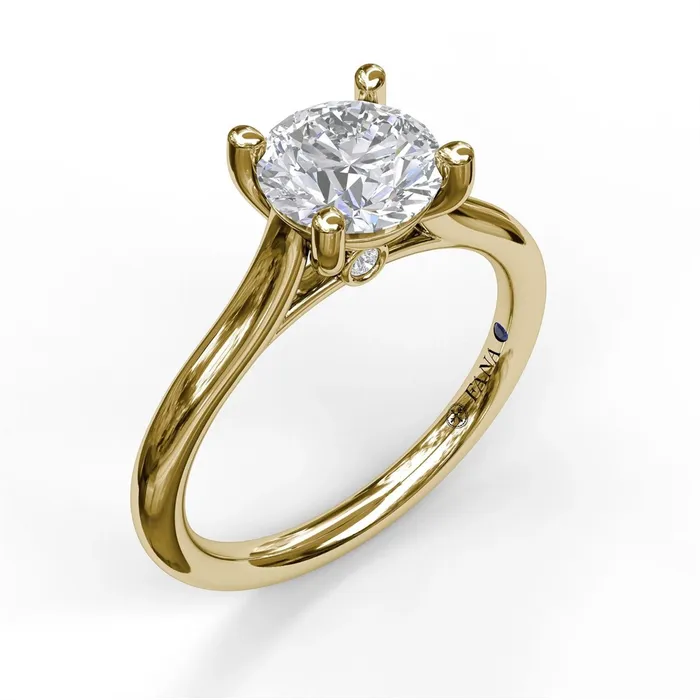 Rings Fana 14K Yellow Gold Semi Mount Diamond on Profile Plain Band