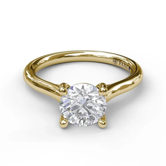 Rings Fana 14K Yellow Gold Semi Mount Diamond on Profile Plain Band