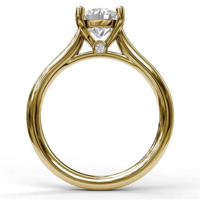 Rings Fana 14K Yellow Gold Semi Mount Diamond on Profile Plain Band