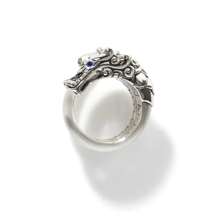 Rings John Hardy John Hardy Legends Naga Silver Brushed Black Spinel Sapphire Ring Rings John Hardy John Hardy Legends Naga Silver Brushed Black Spinel Sapphire Ring