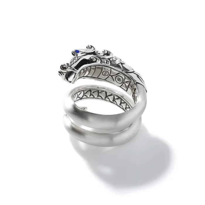 Rings John Hardy John Hardy Legends Naga Silver Brushed Black Spinel Sapphire Ring Rings John Hardy John Hardy Legends Naga Silver Brushed Black Spinel Sapphire Ring