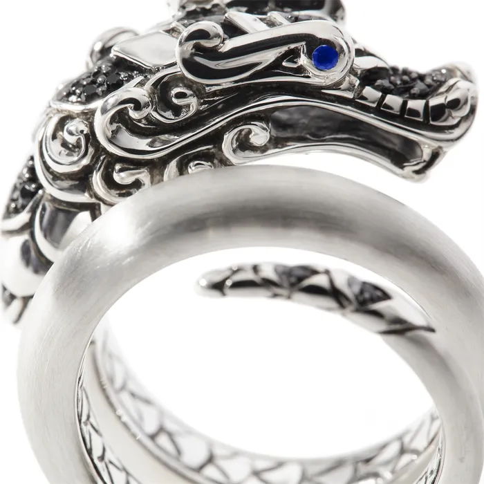 Rings John Hardy John Hardy Legends Naga Silver Brushed Black Spinel Sapphire Ring Rings John Hardy John Hardy Legends Naga Silver Brushed Black Spinel Sapphire Ring