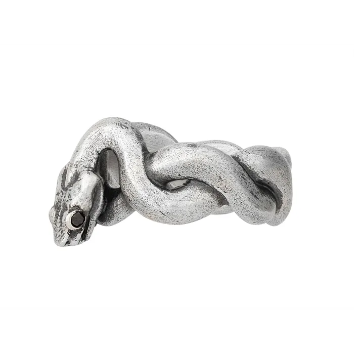 Rings John Varvatos Sterling Silver Snake Ring with Black Diamond Eyes
