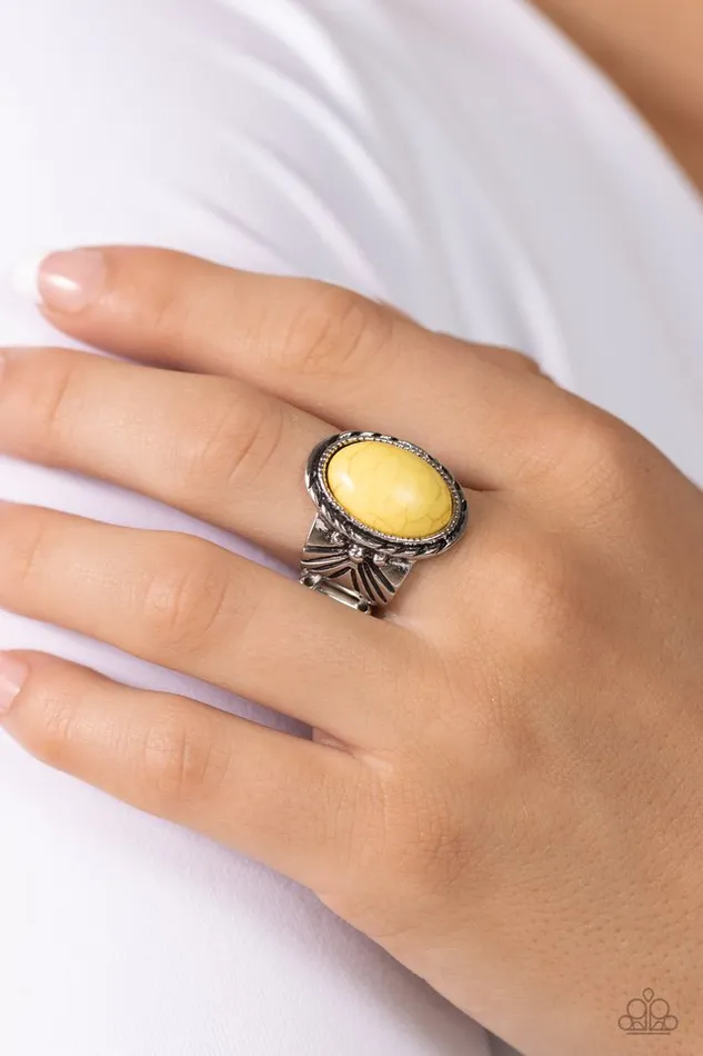 Rings Paparazzi Ring EarthenWEAR Yellow Paparazzi Jewelry