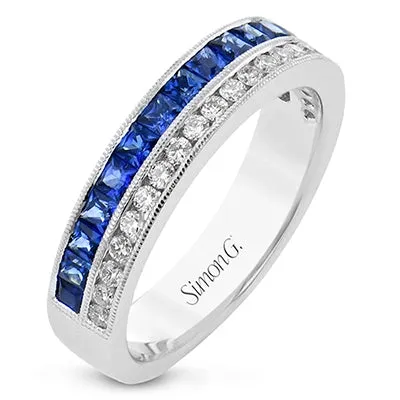 Rings Simon G 18K White Gold Sapphire and Diamond Band