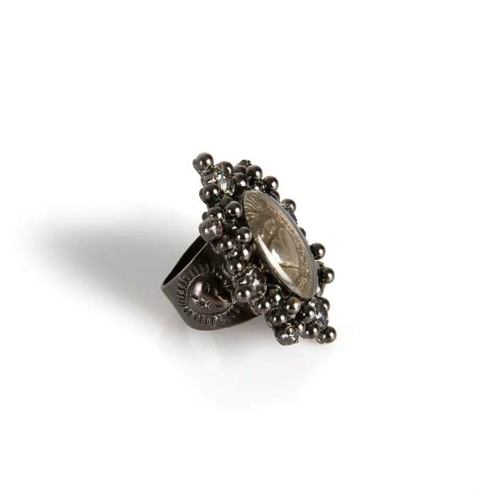 Rings Virgins Saints Angels Oval Cloister Sacred Heart Ring Gunmetal Rings Virgins Saints Angels Oval Cloister Sacred Heart Ring Gunmetal