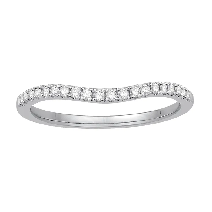 Rings Wedding Bands 14K White Gold Diamond Curved Band