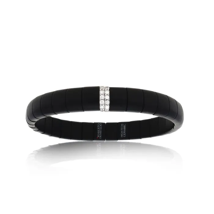 Roberto Demeglio Bracelets Roberto Demeglio Domino Black Matte Ceramic Bracelet with Diamonds Roberto Demeglio Bracelets Roberto Demeglio Domino Black Matte Ceramic Bracelet with Diamonds