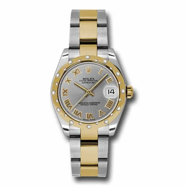 Rolex Bracelets Rolex Datejust 31mm Ref 178343 gro Grey Roman Dial Diamond Bezel Two Tone Stainless Steel 18K Yellow Gold Oyster Bracelet Womens Watch Rolex Bracelets Rolex Datejust 31mm Ref 178343 gro Grey Roman Dial Diamond Bezel Two Tone Stainless Steel 18K Yellow Gold Oyster Bracelet Womens Watch
