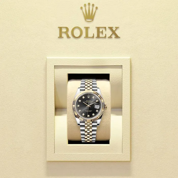 Rolex Bracelets Rolex Datejust 41mm Ref 1263330006 Black Diamond Dial Two Tone Stainless Steel 18K Yellow Gold Jubilee Bracelet Mens Watch