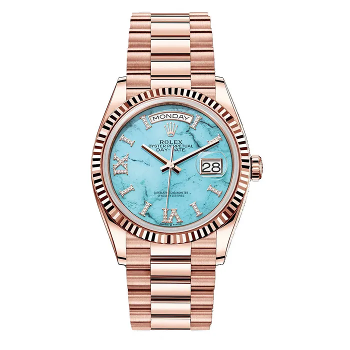Rolex Bracelets Rolex Day Date 40mm Ref 128235 Tiffany Blue Turqouise Roman Dial Fluted Bezel 18K Rose Gold President Bracelet Mens Watch Rolex Bracelets Rolex Day Date 40mm Ref 128235 Tiffany Blue Turqouise Roman Dial Fluted Bezel 18K Rose Gold President Bracelet Mens Watch