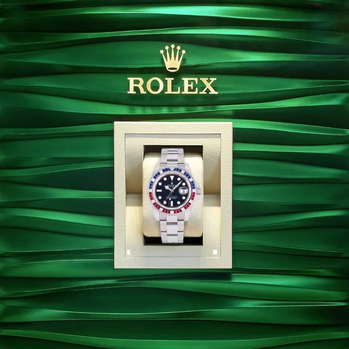Rolex Bracelets Rolex GMTMaster II 40mm Ref 116759SARU Black Dial Diamond Ruby Sapphire Bezel Diamond Case 18K White Gold Oyster Bracelet Mens Watch