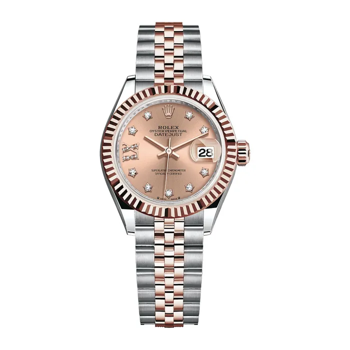 Rolex Bracelets Rolex LadyDatejust 28mm Ref 2791710027 Rose Diamond Dial Two Tone Stainless Steel 18K Rose Gold Jubilee Bracelet Womens Watch