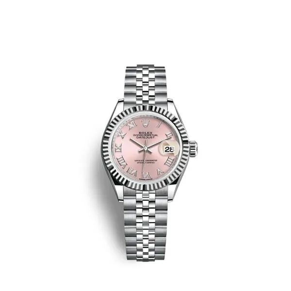 Rolex Bracelets Rolex LadyDatejust 28mm Ref 2791740017 Pink Roman Dial Stainless Steel Jubilee Bracelet Womens Watch