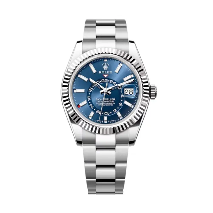Rolex SkyDweller 42mm Ref 336934 Bright Blue Stick Dial Stainless Steel Oyster Bracelet Watch Rolex Bracelets Rolex SkyDweller 42mm Ref 336934 Bright Blue Stick Dial Stainless Steel Oyster Bracelet Watch Rolex Bracelets