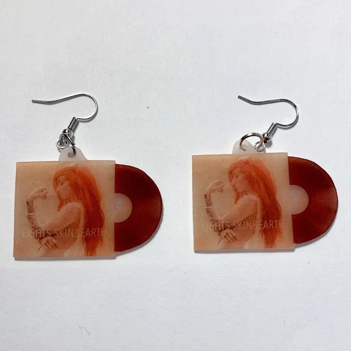 Sam Makes Things Earrings Lights Skin Earth Vinyl Album Handmade Earrings