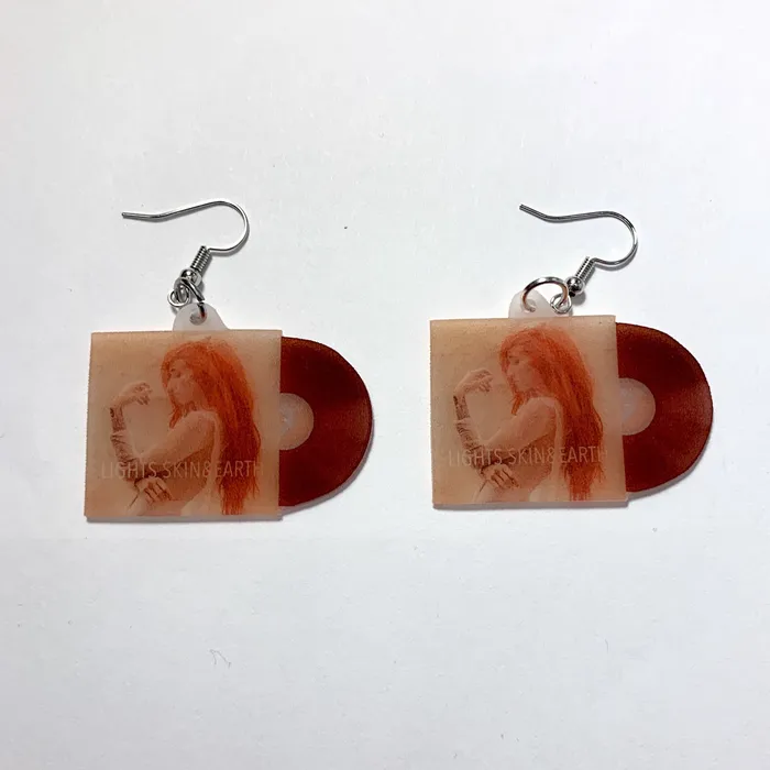 Sam Makes Things Earrings Lights Skin Earth Vinyl Album Handmade Earrings