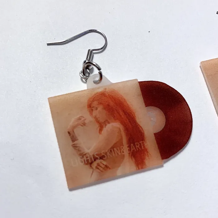 Sam Makes Things Earrings Lights Skin Earth Vinyl Album Handmade Earrings