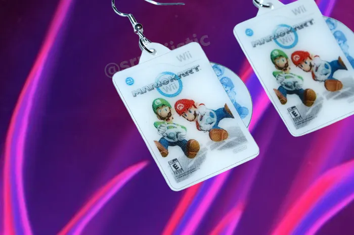 Sam Makes Things Earrings Mariokart Mario Kart Wii Game 2D detailed Handmade Earrings