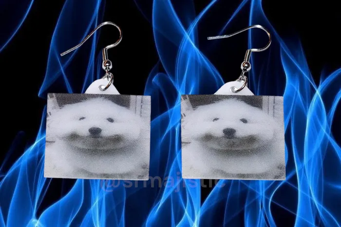 Sam Makes Things Earrings Mulch Dog Meme Funny Handmade Earrings