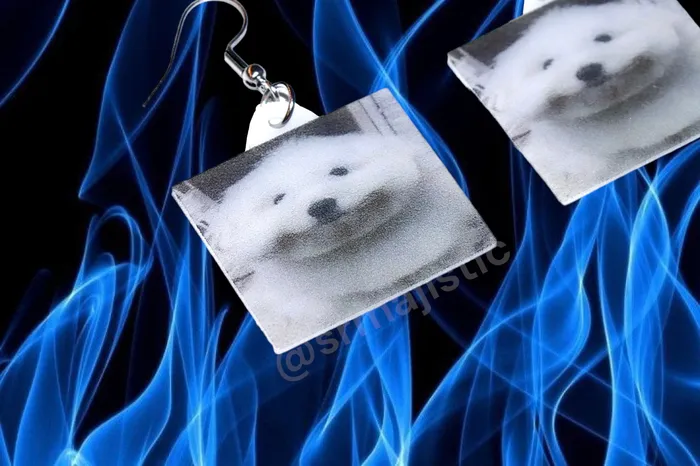 Sam Makes Things Earrings Mulch Dog Meme Funny Handmade Earrings