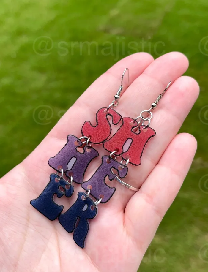 Sam Makes Things Earrings Pride Pronouns and Terms 2D Dangle Handmade Earrings