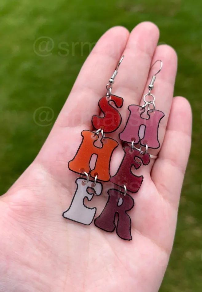 Sam Makes Things Earrings Pride Pronouns and Terms 2D Dangle Handmade Earrings
