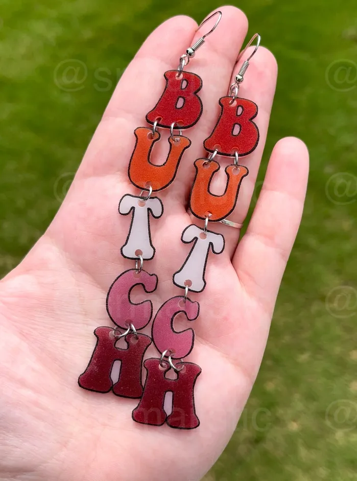 Sam Makes Things Earrings Pride Pronouns and Terms 2D Dangle Handmade Earrings