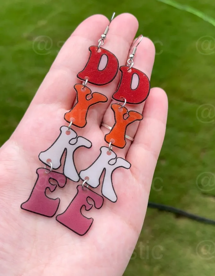 Sam Makes Things Earrings Pride Pronouns and Terms 2D Dangle Handmade Earrings