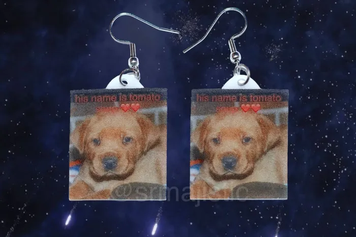 Sam Makes Things His name is Tomato Soup Cute Dog Funny Meme Handmade Earrings Earrings Sam Makes Things His name is Tomato Soup Cute Dog Funny Meme Handmade Earrings Earrings